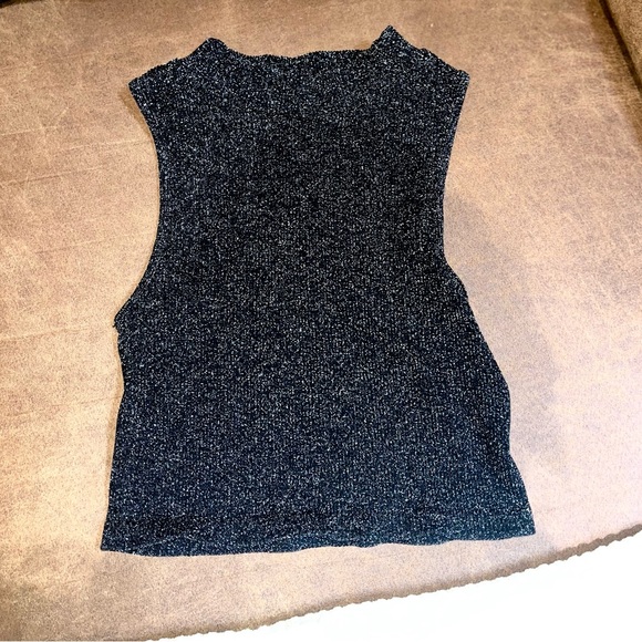 NAF NAF Tops - Glitter/shimmer black crop top